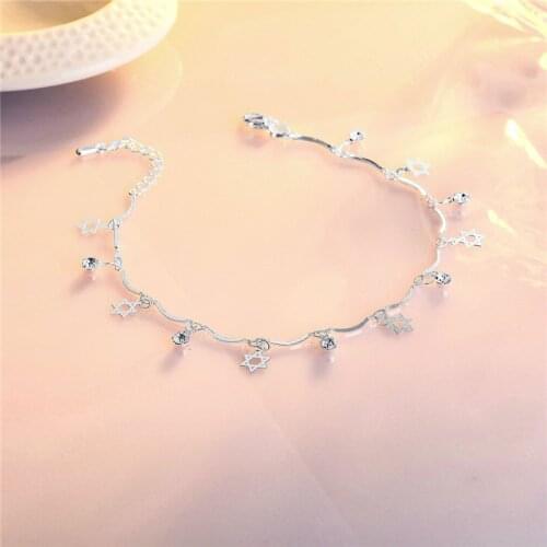 Top Quality Silver 925 Anklets For Women Party Accessories Fashion Zircon Star Bracelets Female Princess Birthday Gift