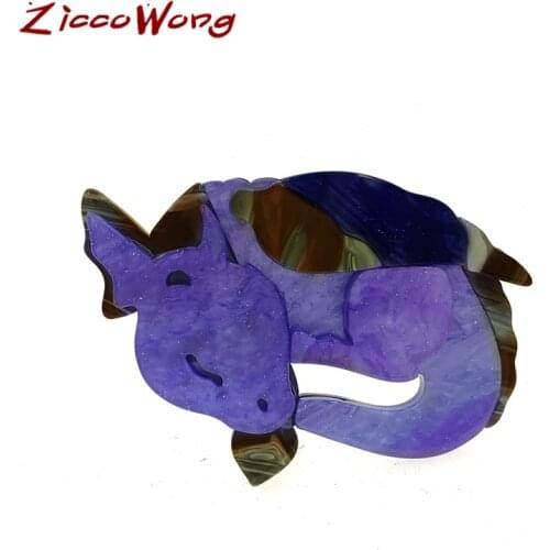 ZiccoWong New Trendy Vintage Acrylic Purple Dragon Brooch Pin For Women Girl Cartoon Cute Large Suit Shirt Badge Lapel Jewelry