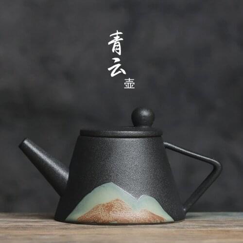 Teapot narrow black pottery rushed hand high temperature ceramic teapot contracted Japanese pu 'er tea in hand