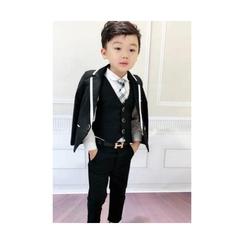2019 Boys Formal Suit Wedding Party clothing Kids Blazer Vest Pants 3pcs Tuxedo Children boys blue/black Costume