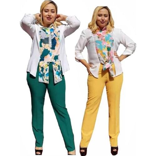 2 Piece Sets African Sets For Women New African Print Elastic Bazin Baggy Pants Rock Style Dashiki Long Sleeve Famous Suit Lady