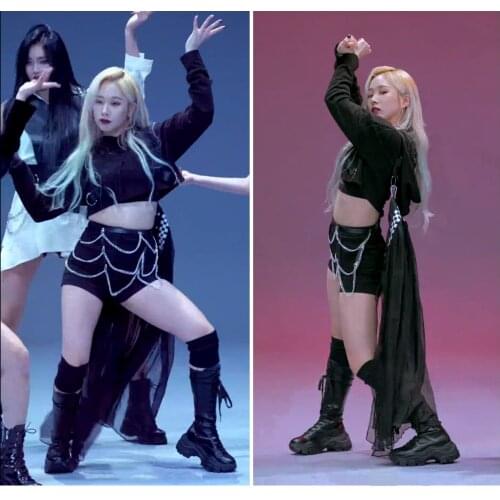 Kpop Korea Girl Group Jazz Dance Show Black Long Sleeve Pullover Hoodies Sweatshirts Tops+Sexy Slim High Waist Shorts Women Sets