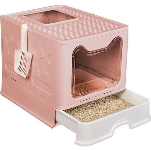 Cat Potty Foldable Large Litter Box Foldable Anti-splash Potty Cat Supplies 38x51x41cm