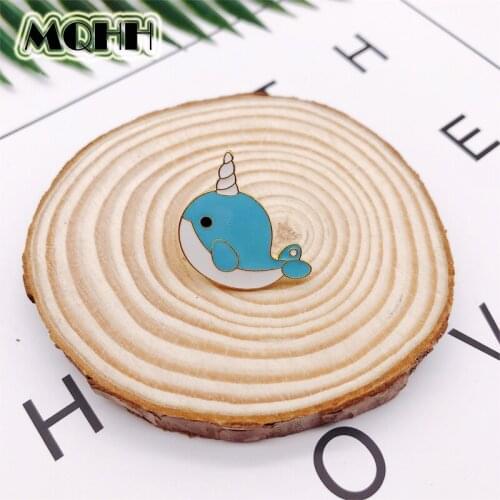 Creative Cartoon Animal Blue Fish Whale Enamel Brooch Alloy Custom Badge Shirt Bag Pins Accessories Women Jewelry Gifts For Kids