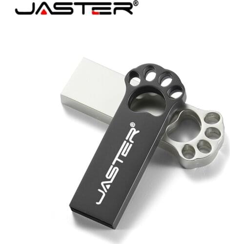 JASTER Bear Paw Metal Silver USB Flash Drive 4GB 8GB 16GB 32GB 64GB Real Capacity Flash Disk 2.0 Custom LOGO Wholesale
