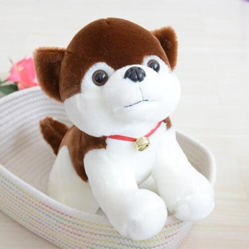 Lovely squatting husky plush toy ,bell dog ,Christmas gift d543