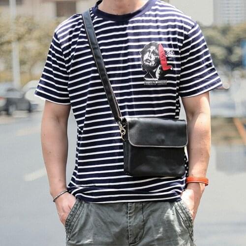 Fashion luxury natural real leather small shoulder bag retro backpack mobile phone bag top layer cowhide Messenger clutch bag