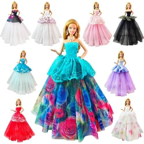 Fashion Handmade 7 items /lot Random Dolls Accessory Toy Princess Party dress Objects For Barbie Dressing Game Girl DIY Present