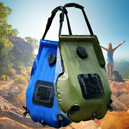 NEWEST!!!Solar bathing bag Outdoor self-driving camping hot water bottle Portable outdoor drying bath water storage bag 20L