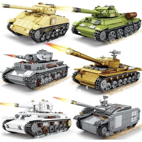 New Military tank sets ww2 germany us T34 model building blocks kits army world war 2 1 i ii panzer vehicle armored toys Gift