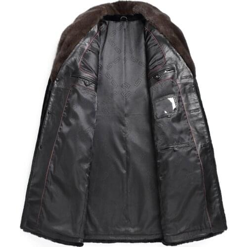 Sheep Shearling Coat 2020 Winter Jacket Men Mink Fur Collar Long Jackets Real Wool Coats SA05 MY1437