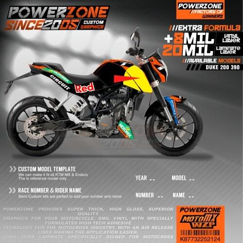 PowerZone Custom Team Graphics Backgrounds Decals 3M Stickers Kit For KTM DUKE 200 390 2011-2016 2017-2019 124
