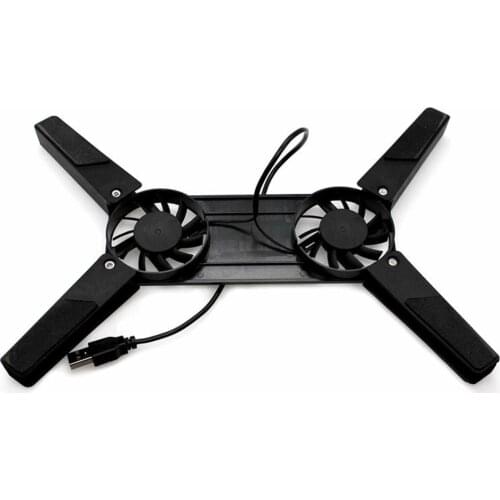 New Portable Laptop Desk Support Dual Cooling Fan Notebook Computer Stand Foldable USB Rack Holder Black