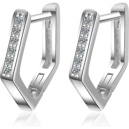 Simple Zircon Geometric Earrings For Women boucle d'oreille 925 Sterling Silver Earrings oorbellen pendientes Gift