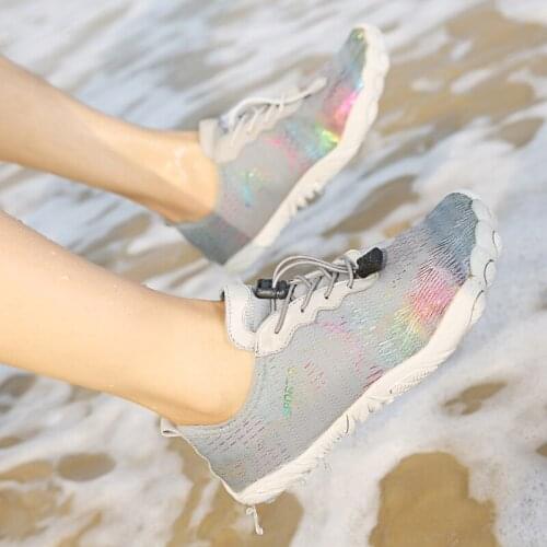 Colorful Lovers Outdoor Aqua Shoes Men Five Fingers Mesh Fabric Breathable Water Shoes Women Swimming Upstream Beach Shoes