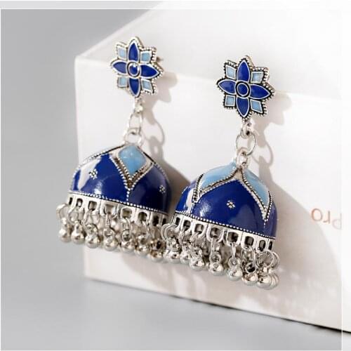 Retro Bohemian Style Bright Color Bird Cage Pendant Copper Bead Tassel Earrings 2020 Ladies Fashion Earrings Party Birthday Gift