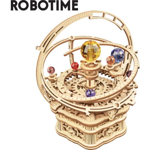 Robotime Rokr 84pcs Rotatable DIY 3D Starry Night Wooden Model Building Block Assembly Music Box Toy Gift for Children Adult