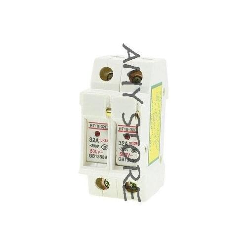 RT18-32 AC380V 32A DIN Rail Mount 38mmx10mm 2P 2 Poles Fuse Holder