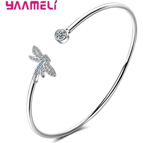 S925 Temperament Adjustable Bracelet For Woman Animal Rhinestone Dragonfly Butterfly Bracelet Jewelry Gift Mujer