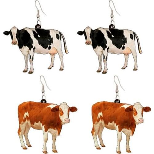New Fashion Dairy Cow Acrylic Drop Earrings For Women Black White Cattle Animal Long Dangle Earrings Charm Jewelry Party Gifts