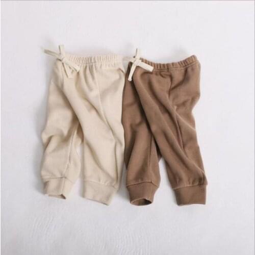 Ins Baby Soft Long Pants For Girls Autumn And Srping New Korean Style Boys Casual Trousers 12m-3y Pure Colors Clothes For Kids