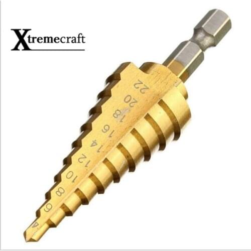 4-22 mm HSS Titanium Coated Step Drill Bit for Metal High Speed 4241 Steel Wood Drilling Power Tools Hole Cutter Step Cone Drill