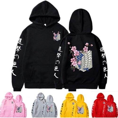 New Anime Attack on Titan Solid color printing Sweatshirts for women man Spring Autumn Hooded Long sleeve Hoodie Casual Pullover