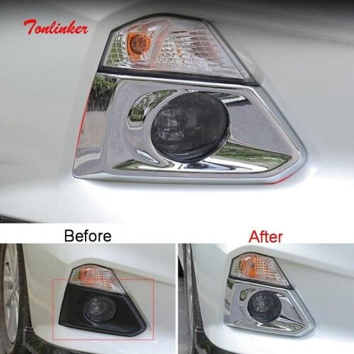 Tonlinker Exterior Front fog light Cover case sticker for Nissan ALTIMA 2018-19 Car styling 2 Pcs ABS Chrome Cover stickers