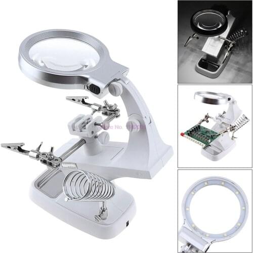 20set 3X4.5X Iron Repair Mgnifying Tools Welding magnifying glass Desktop Magnifier Third Hand Loupe Illuminated Magnifier