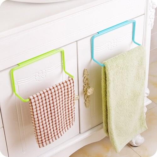 Towel Rack Hanging Holder Organizer Bathroom Kitchen Cabinet Cupboard Hanger Hanging metal Holder Hanger Shelf Free Nail#W