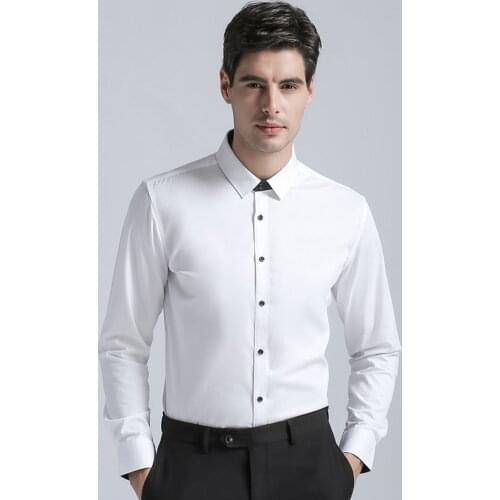 High Quality 2019 Brand New Arrivals Mens Regular Fit Long Sleeves Shirt Men Cotton Blend Mens Business Metting Shirts