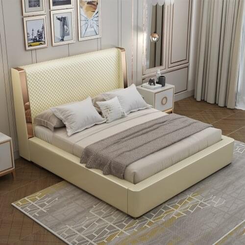 Wlns brand Nordic light luxury modern minimalist leather soft bed