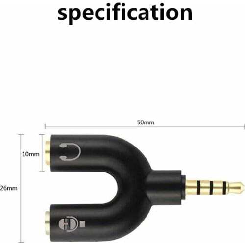 3.5mm 2 U-shaped Audio Adapter for Stereo Headsets Microphone Computer Phone Stereo Audio Converter Durable 1PC