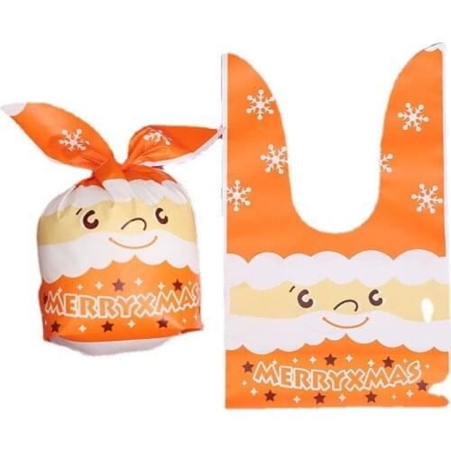 13x22cm Cute Creative Christmas Bunny Ear Plastic Gift Bag Apple Snowflake Crisp Packaging Christmas Supplies Handmade Crafts