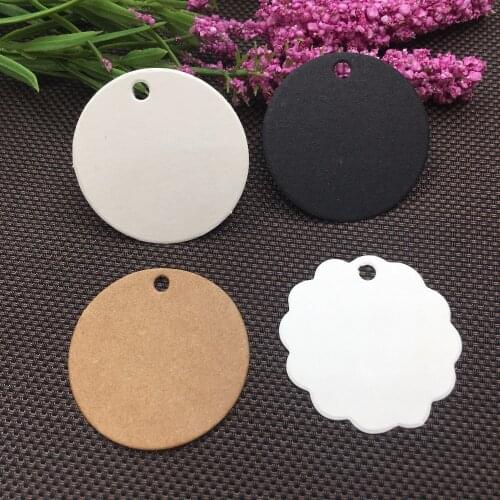 200 Pcs 3.5x3.5cm DIY Making Round Lace Shaped Kraft Paper Label For Wedding Decoration Card Garment price tag