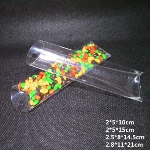 50pcs- Transparent PVC Plastic Pillow Box with Hole Candy Towel Glasses Craft Gift Packaging Boxes