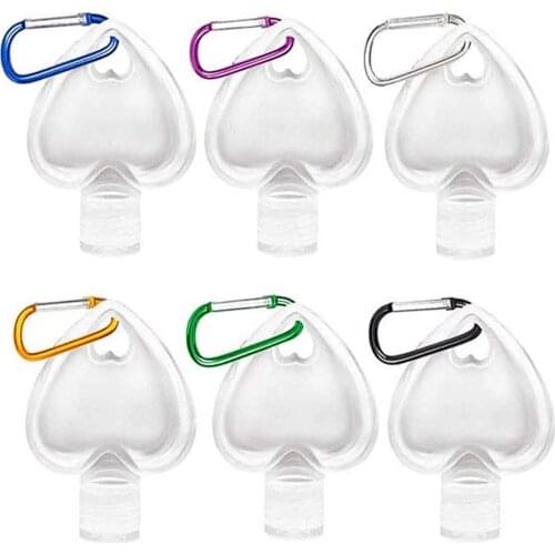 6pcs 1.7oz Hand Sanitizer Bottle Lovely Empty Refillable Leakproof Clear Travel Bottle with Keychain for Toiletries Liquid Soap