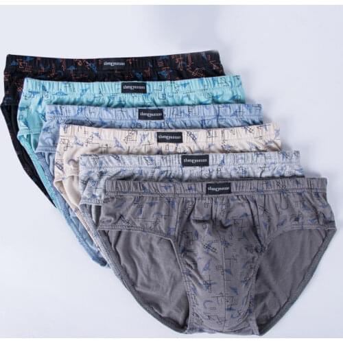 7PCS/Lot Briefs MenS Briefs 100% Cotton Mid-Waist Printed Shorts Loose PLUS Size MenS Youth Briefs