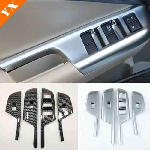 ABS Carbon/Matte for Honda City Sedan Car Door Armrest Window Glass Lift Switch Button frame Panel Cover Trim 2014 15 2016 4pcs
