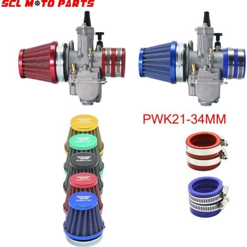 ALconstar-Motorcycle 21 24 26 28 30 32 34mm Carburetor + Air Filter + Intake Red Color Set Manifold Boot Holder For ATV Scooter