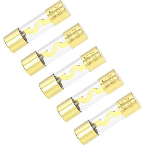 Automotive Cartridge Fuse 30A DC12V 10x38mm Fast Blow Car Stereo Audio Glass 5pc