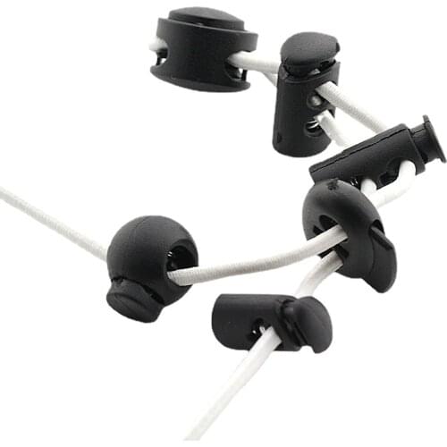 100 PCS/LOT Black White Plastic Tightening Buckle BUTTON WITH Spring Adjustable Stopper ROPE for Jacket SEWING ACCESSORIES