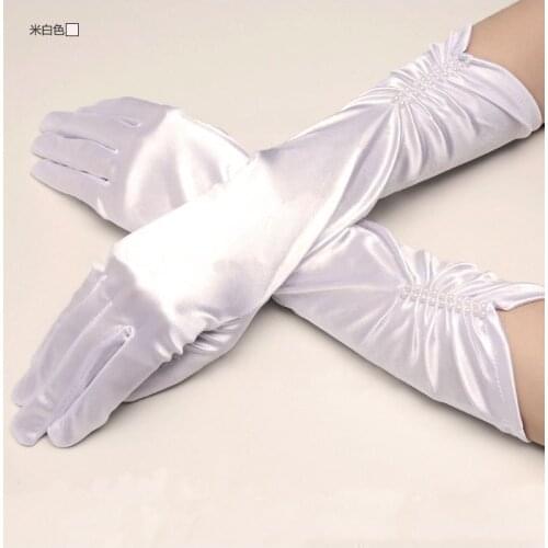 Wedding Flower Girls Communion Pageant Costume Long Satin Gloves Wedding Gloves 4 Colors