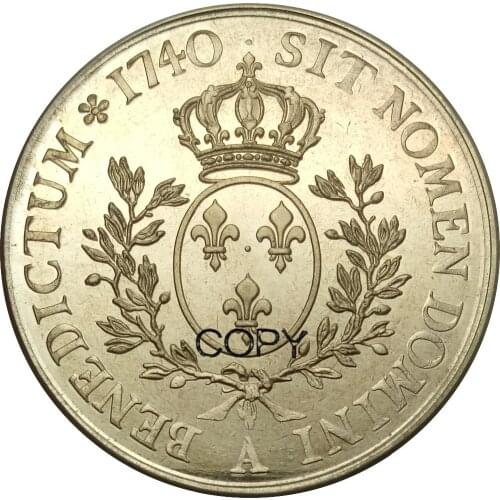 France Ecu au bandeau Louis XV Essai 1740 A Gold Coin Brass Metal Copy Coins