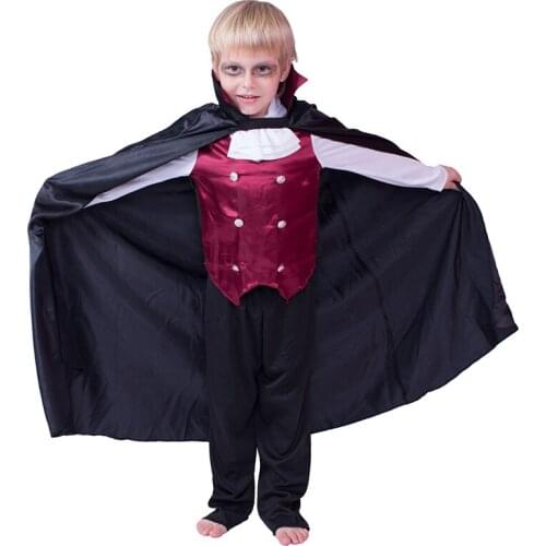 Halloween Vampire Costume With Cape Kids Darkness Blood Bat Prince Outfit Boys Scary Ghost Costume For Carnival