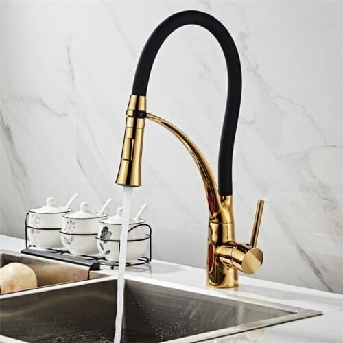 Kitchen Sink Faucet Brass Pull Out Spray Nozzle Hot & Cold Kitchen Sink Mixer Tap Single Handle Silicone Hose Water Crane Tap