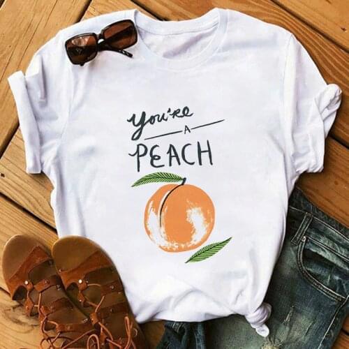 Fashion Grunge Top Tees Female Maycaur Harajuku Kawaii Peach Short Sleeve T Shirts Women Ullzang Funny Cartoon Tshirt Cute Shirt