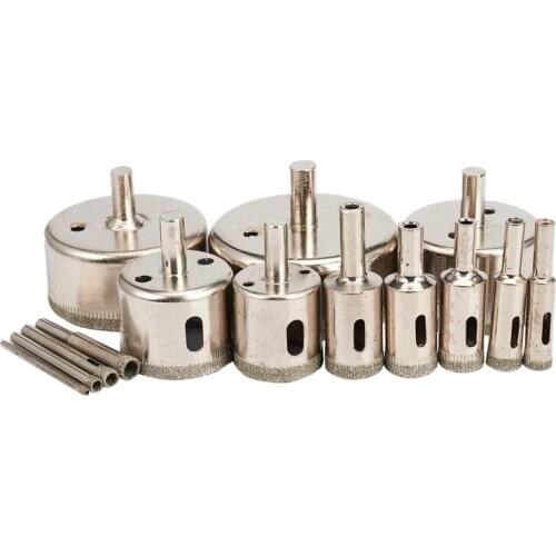 14PCS Hole Saw 3-70mm Diamond Coated Core Hole Saw Drill Bit Set Tools for Tiles Marble Glass Porcelain Drilling Power Tools