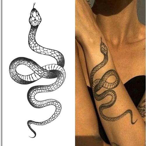 1pcs Black Snake Fake Tattoo Stickers for Arm Waist Large Size Waterproof Women Men Temporary Tattoo Body Makeup Snake Tatoo