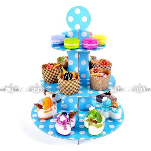 New colors 3 tier paper cupcake stand hold baby shower kid birthday party display tray buffet muffin dessert decorative bakeware